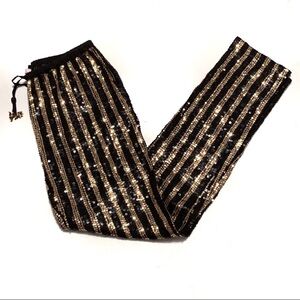 Calypso St. Barth Black and Gold Sequin Stripe Pants! Excellent condition